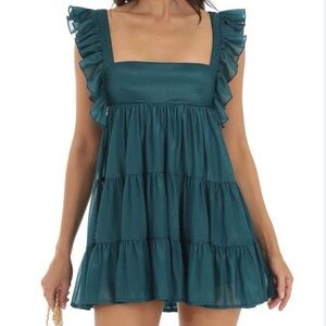 Lucy in the Sky Teal Ruffle Tiered Dress